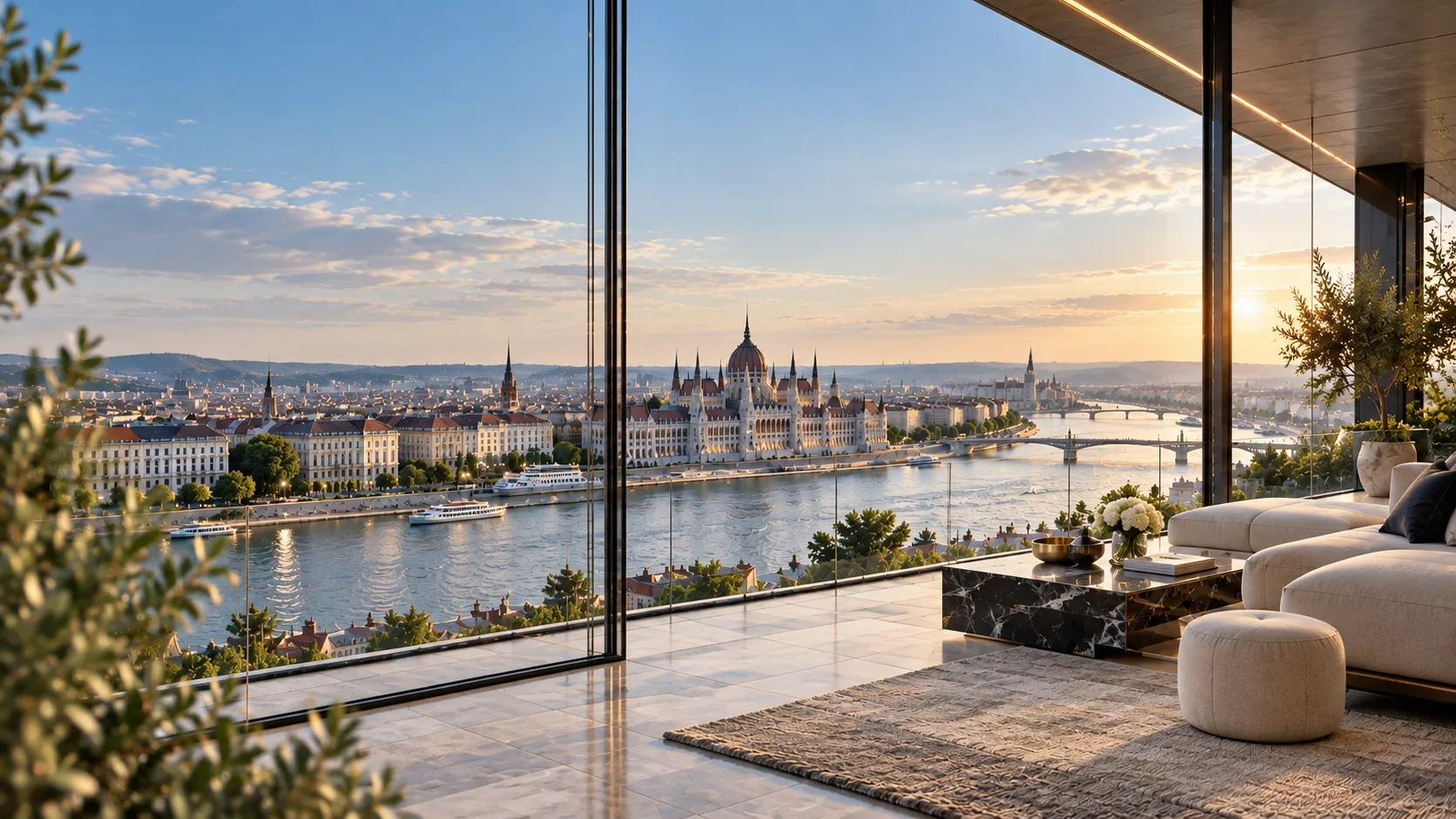 Penthouse terasz budapesti panorámával
